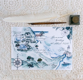 Custom Coastal Illustrated wedding map
