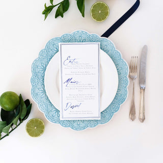 Casual elegance of watercolour details on a wedding menu