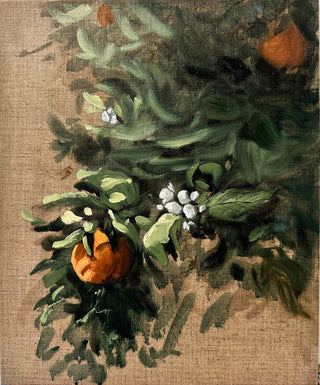 Orange branch oil painting - Homegrown orange harvest