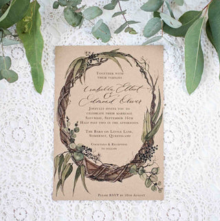 Eucalyptus wreath invitation