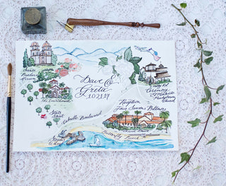 Custom Coastal Illustrated wedding map