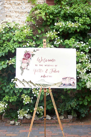 Watercolour welcome sign for an Australian Winery wedding.