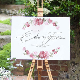 Blooming Peony Welcome Sign
