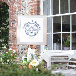 Blue and white chinoiserie Welcome Sign