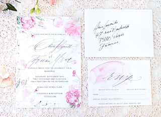Rustic floral Blooming Peony Pre-Designed Invitation