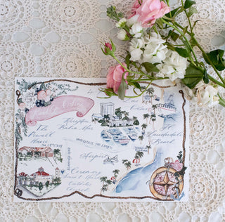 Custom Coastal Illustrated wedding map