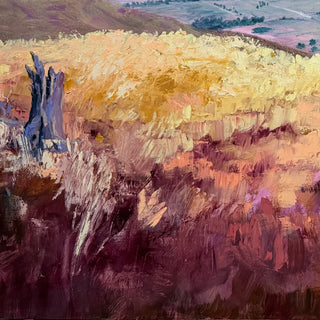 Large textured landscape painting - Room to roam