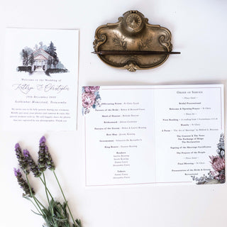 Protea order of service booklet for an Australian natives wedding